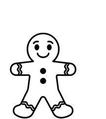 Gingerbread man illustration with a smile in black and white perfect for holiday themes and creative projects bringing joy to Christmas content