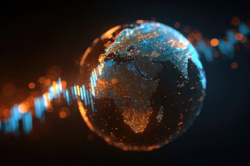 Abstract globe with data visualization