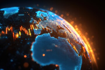 Digital Earth, glowing continents