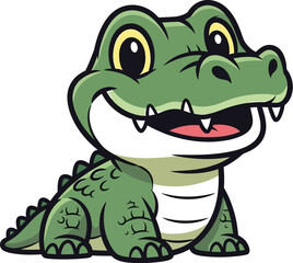 Obraz premium Alligator cartoon reptile animal cute green teeth smile happy wildlife zoo