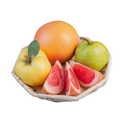 Assorted vibrant fruits and vegetables isolated on a clean white transparent background, perfect for healthy food advertising