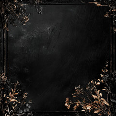 Vintage and nature theme background on square template with copy space for text in black and gold color tones.