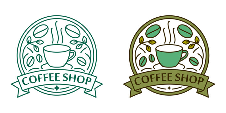 Monoline logo a coffee shop logo featuring a cup and leaves