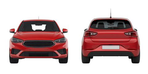 Red hatchback car front and rear views red car automobile
