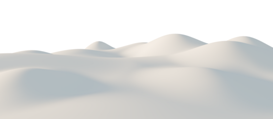Snow-Covered Hills Under a Calm Sky. 3D render.	
