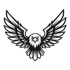 Fototapeta premium Fierce bald eagle with outstretched wings, a symbol of freedom and power, isolated on white background a striking vector illustration