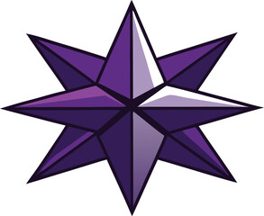 Obraz premium Geometric eight pointed purple starburst with sharp points