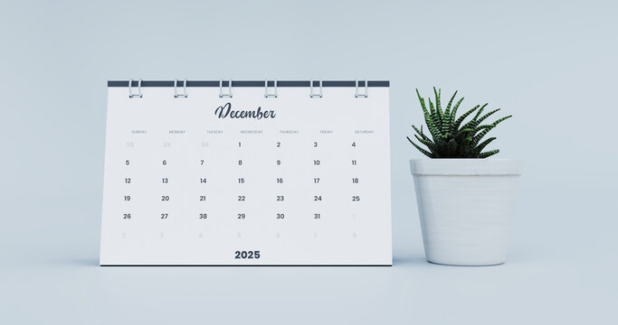Elegant December Calendar Display with Coffee Mug and Plant