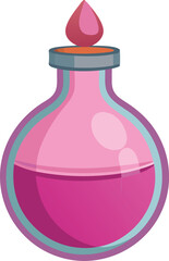 Pink potion bottle with a droplet shaped stopper