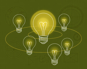Inspiring ideas with vibrant lightbulbs radiating innovation and creativity for strategic business solutions and modern designs