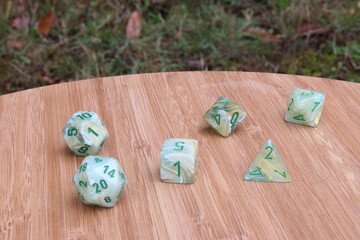 Green Dice on Bamboo 02