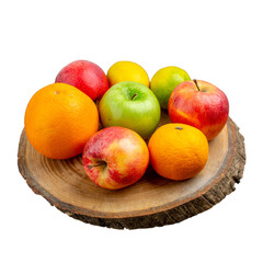 A collection of various fresh fruit placed on a white transparent background PNG image 