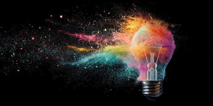 Exploding lightbulb with colorful powder (1)