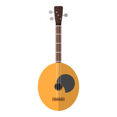 Naklejka premium Flat illustration of a musical instrument. The design features a banjo with a wooden body