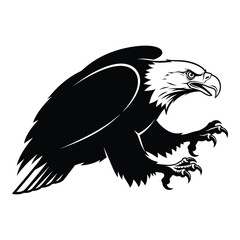 Obraz premium Majestic bald eagle swooping down with sharp talons, a powerful symbol of freedom and strength, isolated on white background vector illustration