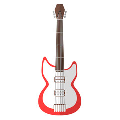 Obraz premium Red Electric Guitar Illustration with White and Silver Details on a White Background