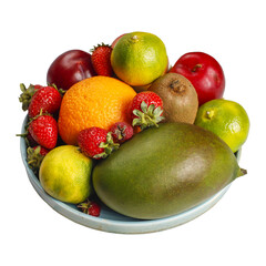 A collection of fresh, colorful, and healthy fruits beautifully arranged on a white transparent background for food