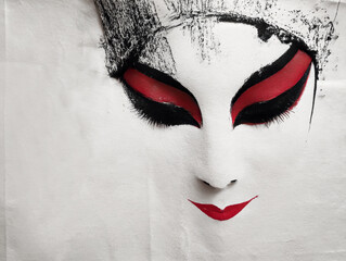 A female portrait in the style of a Chinese drawing on paper