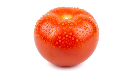 Fresh tomato with water drops isolated on white background for healthy eating