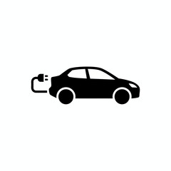 Electric car vector icon with flat design of charging plug