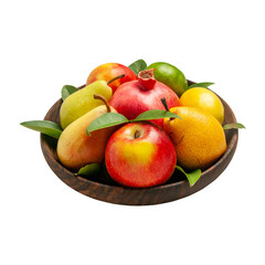 A collection of various fruit placed on a white transparent background