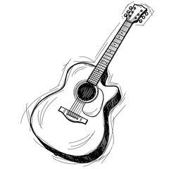 Hand-drawn sketch of a classic acoustic guitar illustration