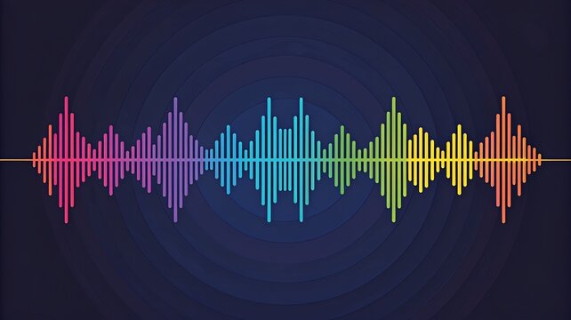Digital music equalizer waveform vector illustration background with blue frequency spectrum and technology line chart design
