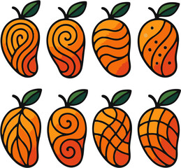 Set of orange fruits seamless vector pattern illustration for food, nature, and summer design