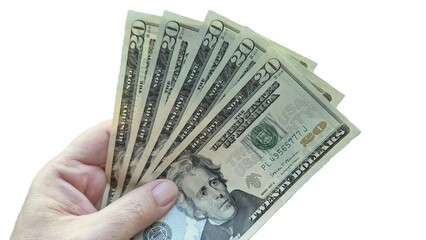 American or US dollars in form of a bunch of fifty and twenty dollar bills - money in the USA