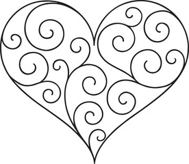 Black and white floral heart design with elegant decorative pattern