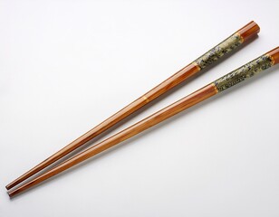 Naklejka premium pair of elegant bamboo chopsticks on white background ready for dining experience