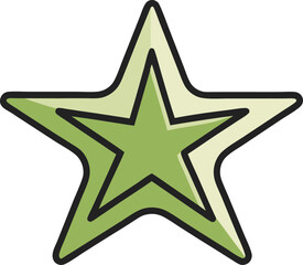 Obraz premium Stylized green star with outline and shadow effect