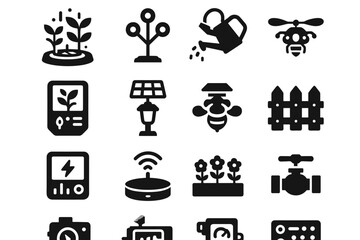 Icon energy bed panel bee wireless vector garden icons can sensor futuristic