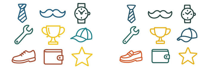 Colorful icons representing hobbies and interests displayed in a playful grid pattern © PAPA STOCK