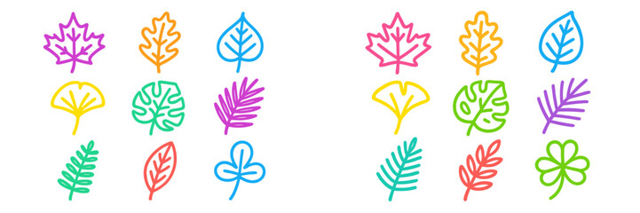 Colorful leaf patterns in bright hues showcasing nature's beauty in a minimalist design for creative inspiration