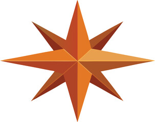 Obraz premium Stylized orange eight pointed star symbol on white background