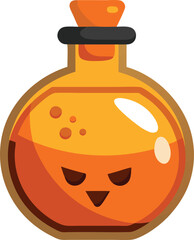 Obraz premium Halloween potion bottle with jack o lantern face