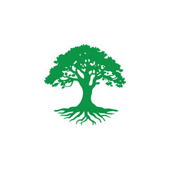 Obraz premium Stylized tree silhouette logo design template symbol vector illustration.