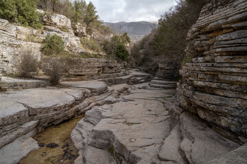 Papingo Rock Pools Formed by Waterfalls and Streams in Epirus, Greece