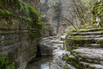 Papingo Rock Pools Formed by Waterfalls and Streams in Epirus, Greece