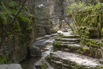 Papingo Rock Pools Formed by Waterfalls and Streams in Epirus, Greece