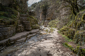 Papingo Rock Pools Formed by Waterfalls and Streams in Epirus, Greece