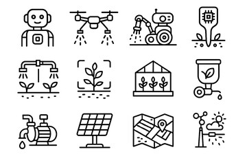 Fototapeta premium Technology icon water farm soil pump weather futuristic system vector drone robotic