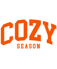 Cozy Season Fall autumn typography clip art design on plain white transparent isolated background for card, shirt, hoodie, sweatshirt, apparel, tag, mug, icon, poster or badge