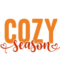 Naklejka premium Cozy Season Fall autumn typography clip art design on plain white transparent isolated background for card, shirt, hoodie, sweatshirt, apparel, tag, mug, icon, poster or badge