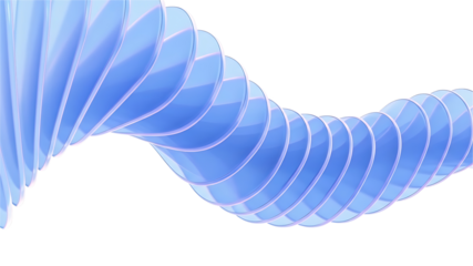 Abstract Spiraling Blue Glass or Acrylic Layers Creating a Twisted Dynamic Geometric Structure.