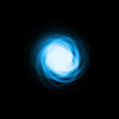 Glowing Blue Energy Vortex on Black Background – Abstract Sci-Fi Swirl