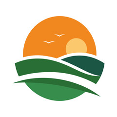 Simple rising sun silhouette vector clean sunrise landscape nature beauty design art