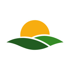 Simple rising sun silhouette vector clean peace nature morning horizon illustration