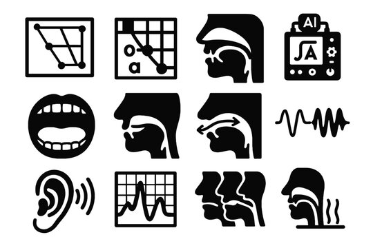 Icon ai vector sound listening movement device phoneme ear lab collection phonetics